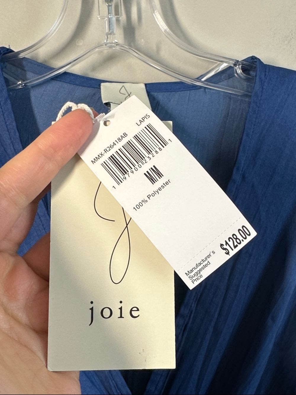 NWT Joie Blue Lapis Maxi Dress Size M Fax Wrap Tiered - Picture 10 of 15